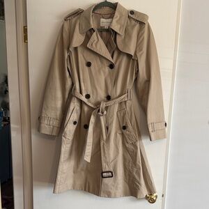 Banana Republic Beige Double-Breasted Trench Coat with Waist Tie